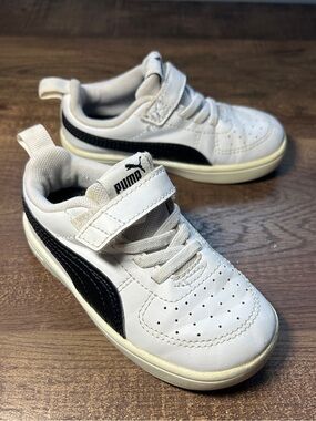 Puma White and Black Kids Sneakers